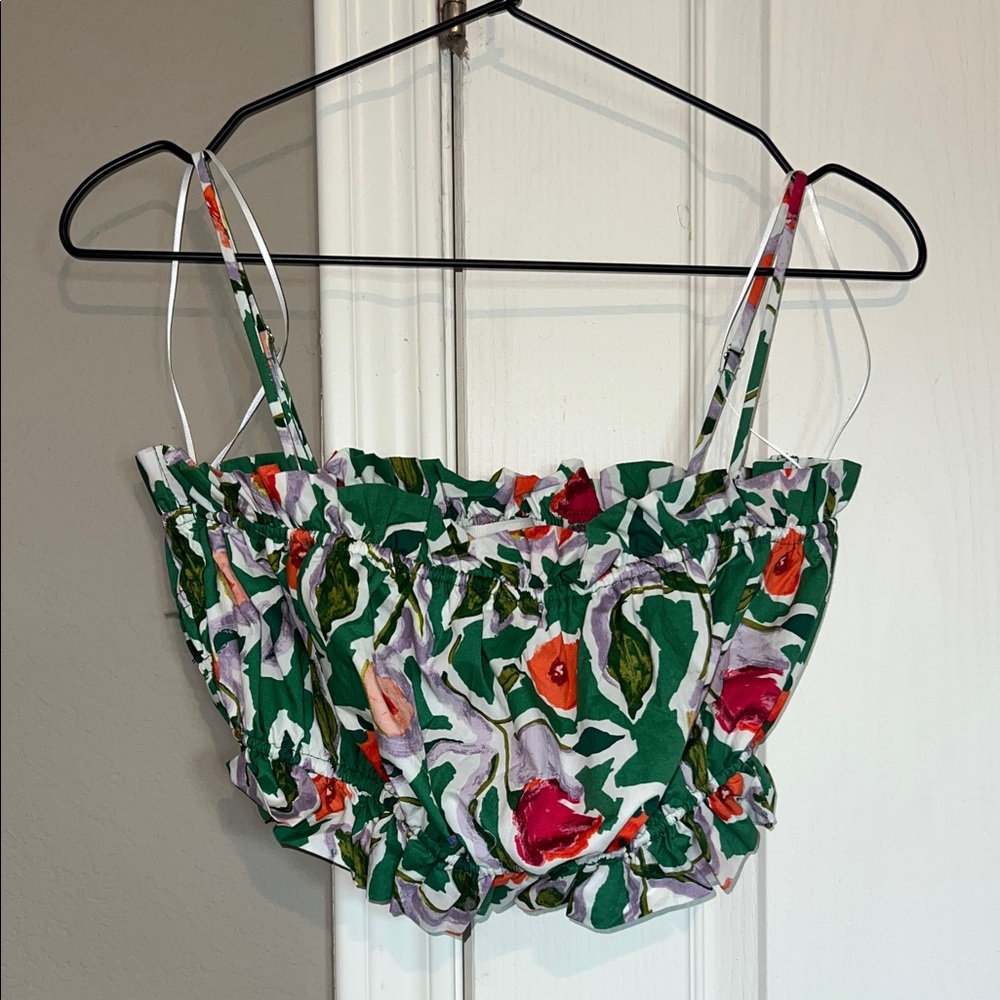 English Factory Floral Print Ruched Crop Top – Size XS NEVER WORN